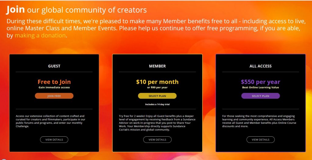Sundance Collab - Masterclass for free to join 