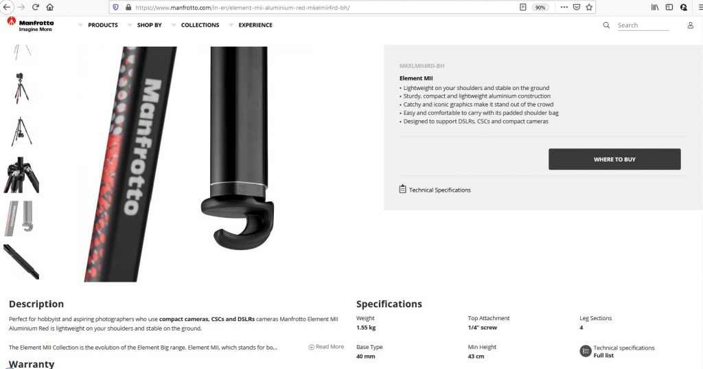 Manfrotto - tripod with small hook
